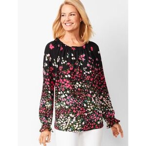 RSVP by Talbots NWT Smocked Blouse Rose Garden Floral Long Sleeve  Womens Size S